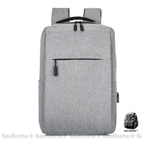 Sac à dos USB pour ordinateur en tissu - modèle Gris - Sac Roche ™