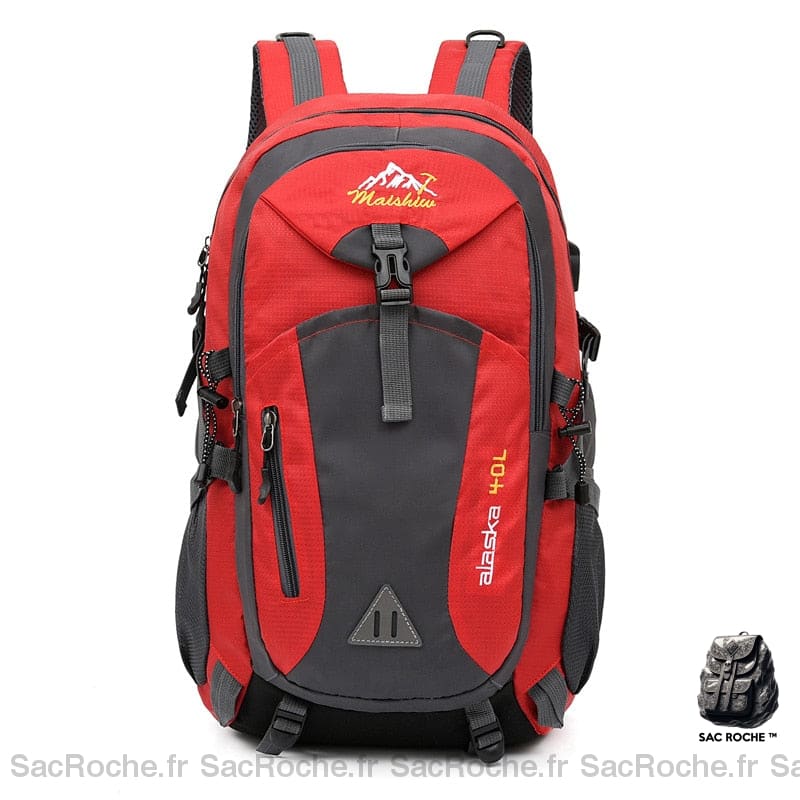 Sac à dos de randonné avec port USB - Rouge - Sac à dos Sac à dos de randonnée