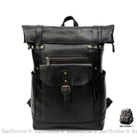 Sac à dos vélo cuir - modèle Noir - Sac Roche ™
