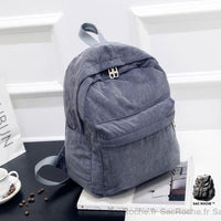 Sac à dos velours femme trendy - modèle Gris - Sac Roche ™