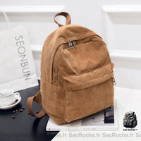 Sac à dos velours femme trendy - modèle Marron - Sac Roche ™