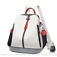 Sac à dos ville cuir rouge/blanc - Sac Roche ™