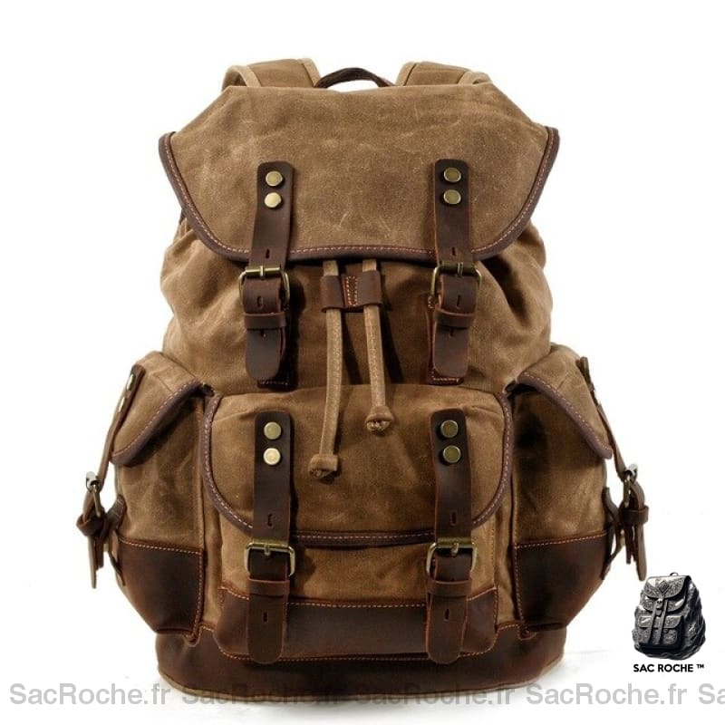 Sac à dos à sacoche vintage - Camel - Sac à dos Sac