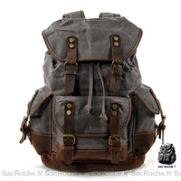 Sac à dos vintage avec sacoche - modèle Gris - Sac Roche ™