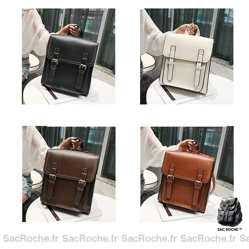 Sac À Dos Vintage Cartable Stylé Femme