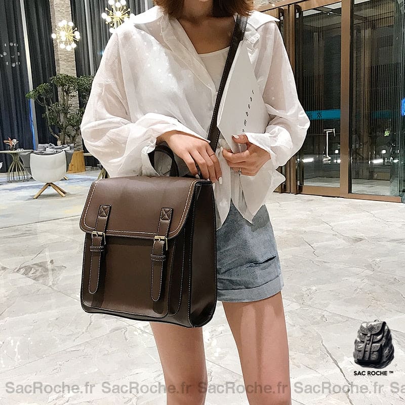Sac À Dos Vintage Cartable Stylé Femme
