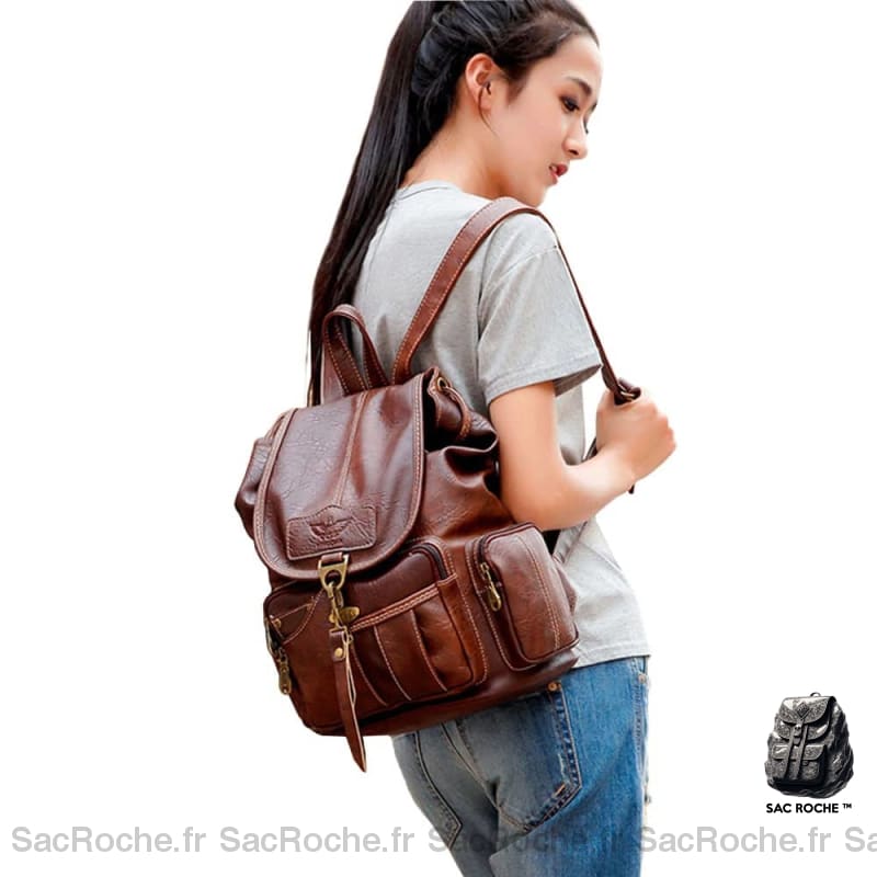 Sac À Dos Vintage Cuir Vegan Femme