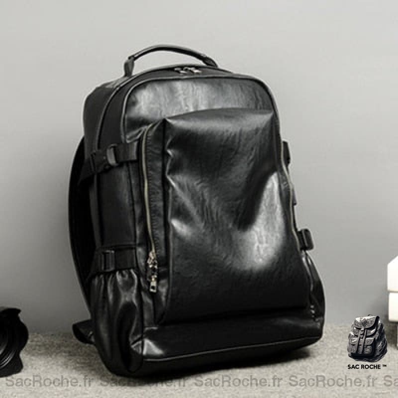 Sac à dos de voyage rétro - Noir - Sac à main Cuir