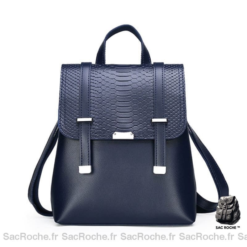 Sac à dos vintage écaillé bleu avec un fond blanc