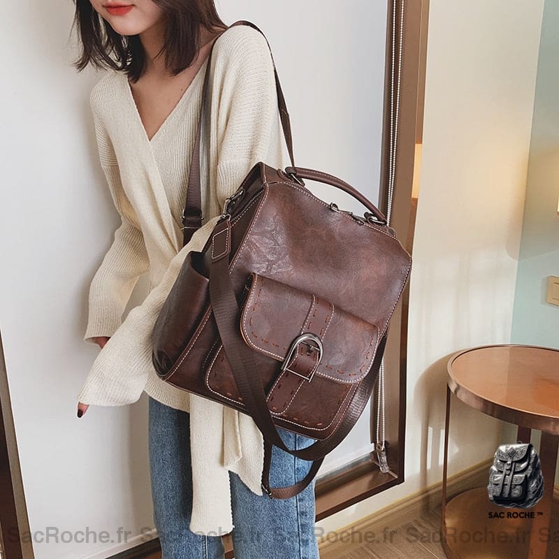 Sac À Dos Vintage En Simili Cuir Femme