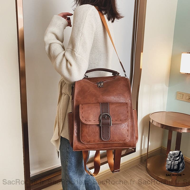 Sac À Dos Vintage En Simili Cuir Femme