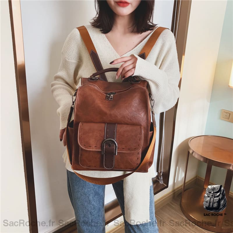 Sac À Dos Vintage En Simili Cuir Femme