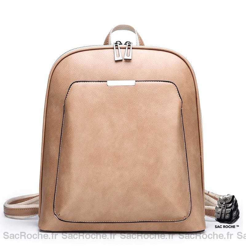 Petit sac à dos vintage en cuir uni - Beige - Sac à dos Sacs à dos