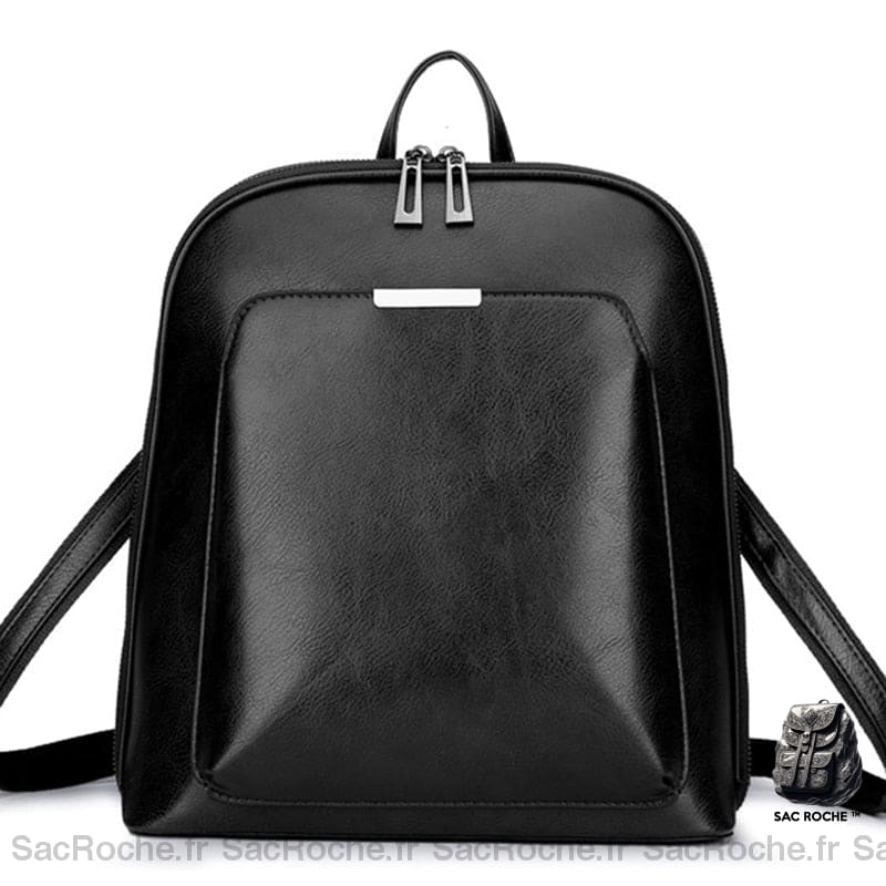 Petit sac à dos vintage en simili cuir uni noir avec un fond blanc