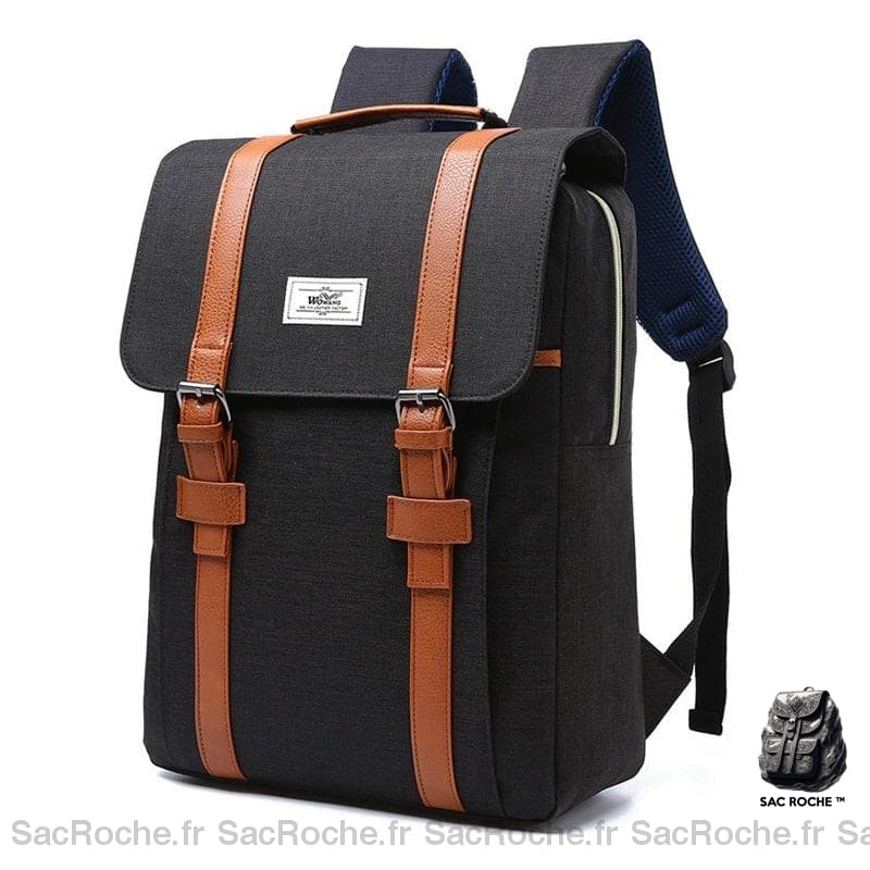 Sac à dos en tissu style vintage - Noir - Sac à dos Sac à dos pour ordinateur portable