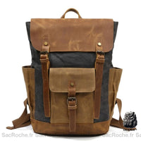 Sac à dos vintage en toile cirée - modèle Noir - Sac Roche ™