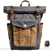 Sac à dos vintage en toile et cuir - Sac Roche ™