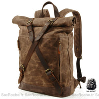 Sac à dos vintage en toile et cuir - Sac Roche ™