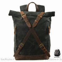 Sac à dos vintage en toile et cuir - modèle Noir - Sac Roche ™