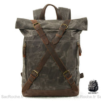 Sac à dos vintage en toile et cuir - modèle Vert - Sac Roche ™