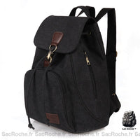 Sac à dos vintage en toile - modèle Noir - Sac Roche ™
