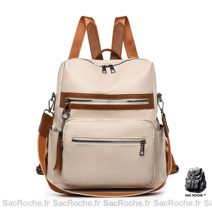 Sac À Dos Vintage Femme Compartiments Multi Beige Sac A Dos Femme