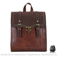 Sac à dos vintage femme cuir PU - modèle Marron - Sac Roche ™