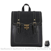 Sac à dos vintage femme cuir PU - modèle Noir - Sac Roche ™