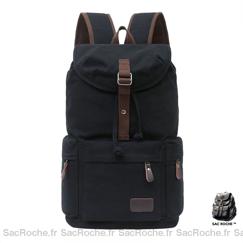 Sac À Dos Vintage Homme En Toile Noir Sac
