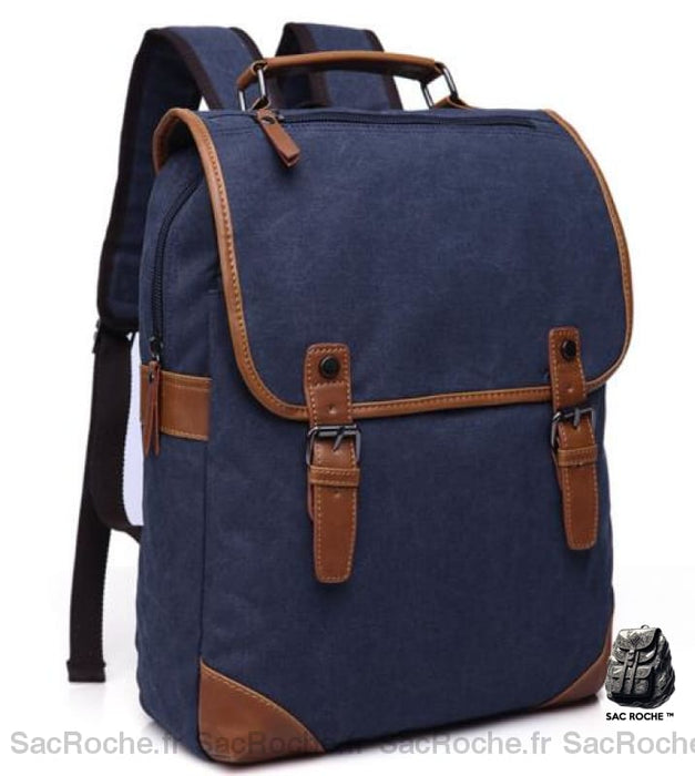 Sac à dos vintage en toile pour homme - Bleu - sac de messager Sac