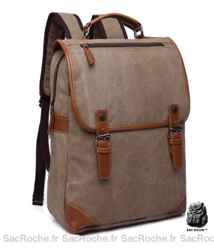 Sac à dos vintage en toile pour homme - Gris - Sac à dos pour ordinateur portable Sac à dos scolaire