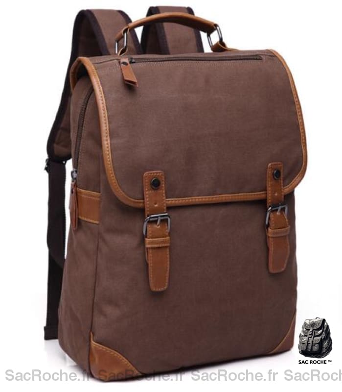 Sac à dos vintage en toile pour homme - Marron - Sac à dos Sac à dos pour ordinateur portable