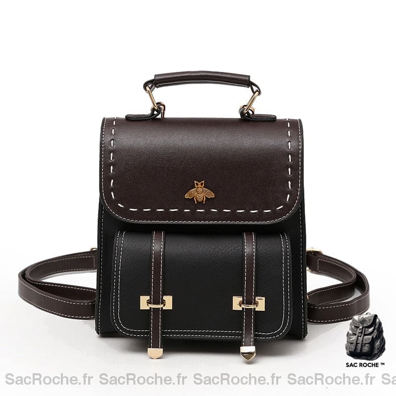 Petit sac à dos vintage noir avec un fond blanc