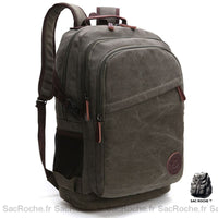 Sac à Dos Vintage Toile 3 Compartiments Homme - modèle Vert - Sac Roche ™