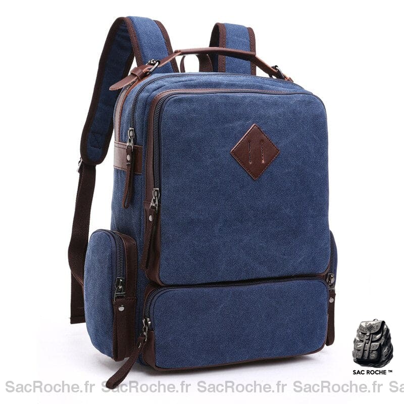 Sac À Dos Vintage Toile Homme Polyvalent Bleu Sac Dos Vintage