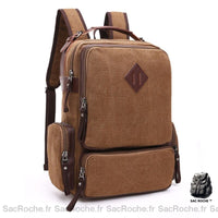 Sac À Dos Vintage Toile Homme Polyvalent Marron Sac Dos Vintage