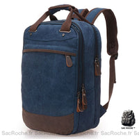 Sac à Dos Vintage Toile Homme Voyages - modèle Bleu foncé - Sac Roche ™