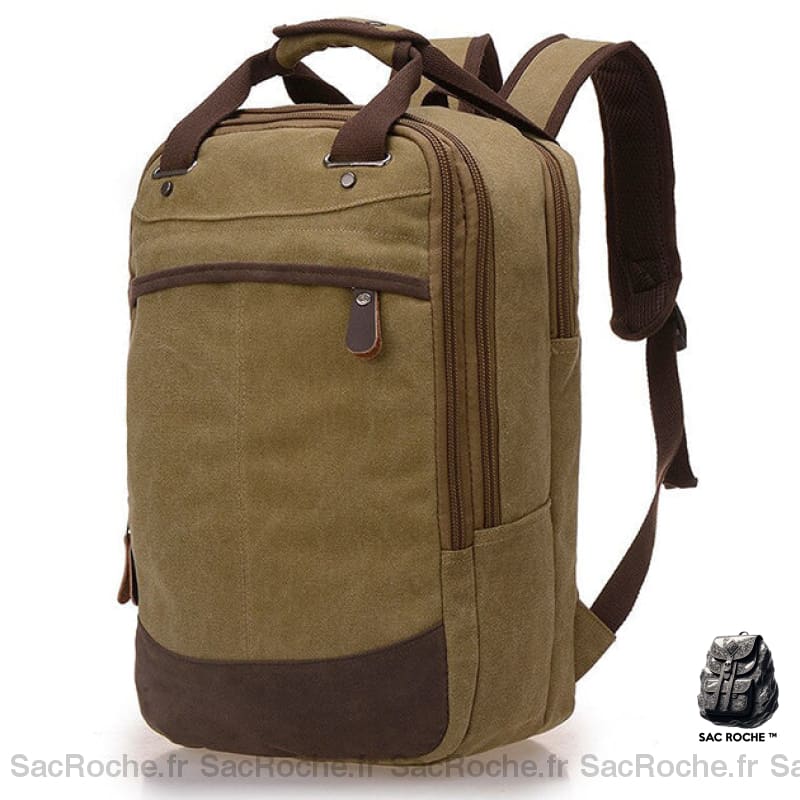 Sac À Dos Vintage Toile Homme Voyages Kaki Dos Homme