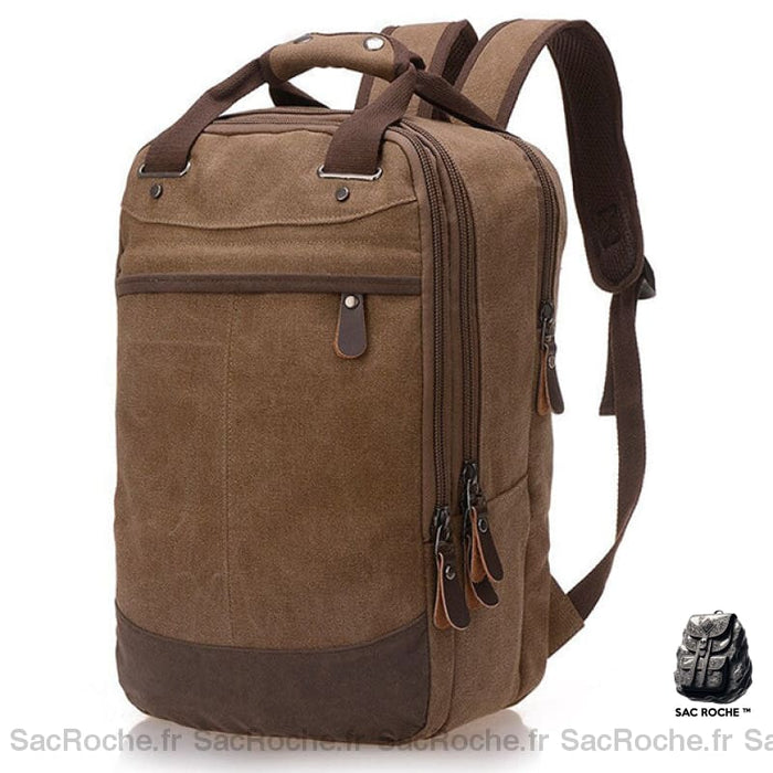 Sac À Dos Vintage Toile Homme Voyages Marron Dos Homme
