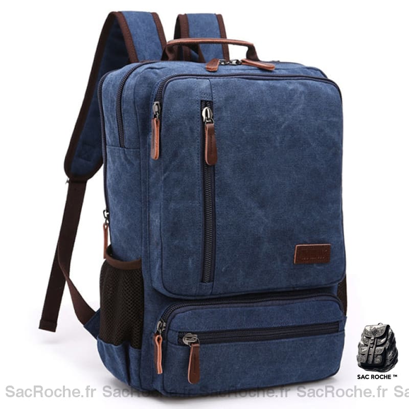 Sac À Dos Vintage Toile Spacieux Homme Bleu Sac Dos Vintage