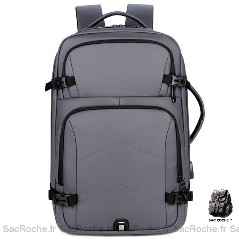 Sac À Dos Voyage Confortable Imperméable Gris Noir Sac A Dos Ordinateur