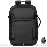 Sac à Dos Voyage Confortable Imperméable Gris Noir - modèle Noir - Sac Roche ™