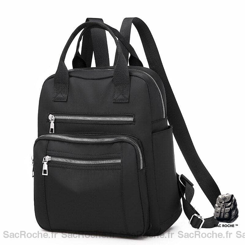 Sac à dos de voyage de grande capacité couleur unie noir avec un fond blanc