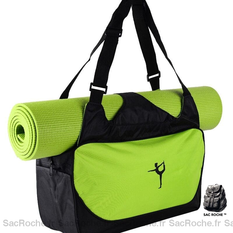 Sac à dos de Yoga multifonctions vert et noir avec un fond blanc