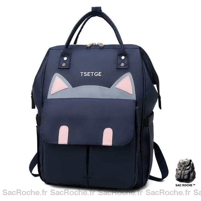 Sac à langer élégant motif chat - Bleu - Couche Sac à langer