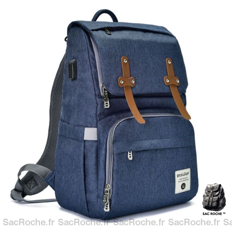 Sac À Langer Grande Capacité Usb Bleu Foncé Langer