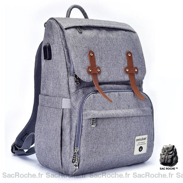 Sac À Langer Grande Capacité Usb Gris Clair Langer