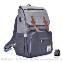 Sac à Langer Grande Capacité USB - modèle Gris clair et foncé - Sac Roche ™