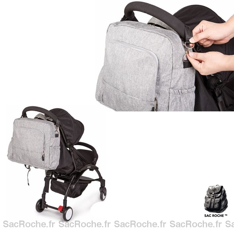 Sac À Langer Gris Pour Bébé Dos