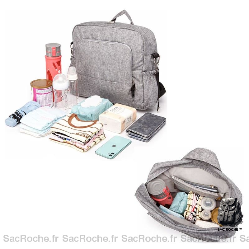 Sac À Langer Gris Pour Bébé Dos